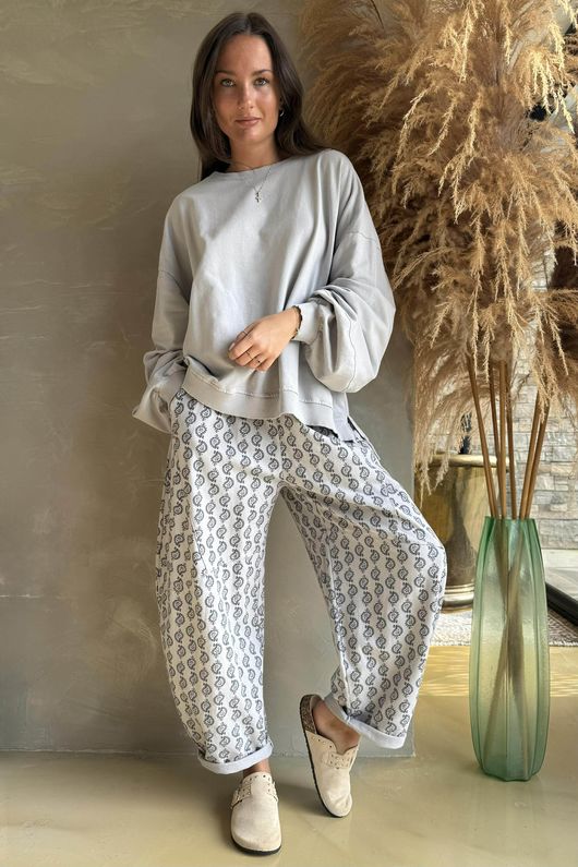 Lagen Lantern Sleeve Sweatshirt Smoke